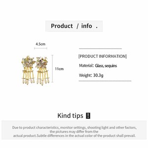 Kaimei 2027 <strong>Top</strong> New Design Fashion Jewelry Handmade Crystal Statement Sequins Yellow Flower <strong>Earrings</strong> Designs Beaded <strong>Earrings</strong> - Product Image 5