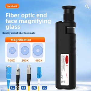 <strong>Handheld</strong> 200/400 Times <strong>Fiber</strong> <strong>Optic</strong> Magnifying Glass/Microscope with SC Connector Ceramic End Face Detector for FTTH Applications - Product Image 1