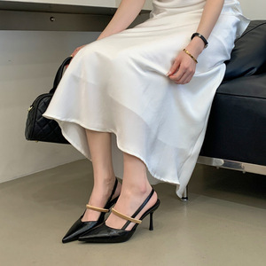 Mules à talons hauts à bout pointu pour femme avec bride métallique et talon fin – Chaussures de soirée élégantes pour dames - Product Image 3