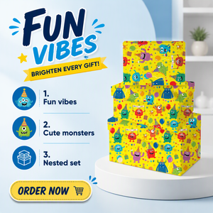 3 stuks rechthoekige papieren geschenkdoos kleurrijke cartoon monster print kartonnen doos voor kinderen verjaardagsfeestje geschenkverpakking - Product Image 6