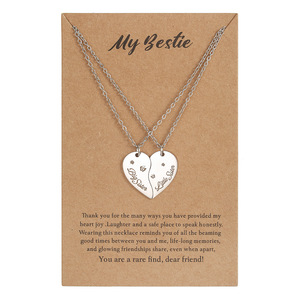 Collier cœur en acier inoxydable pour meilleures amies, ensemble cadeau pour sœurs - Product Image 5