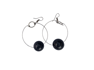 Boucles d'oreilles créoles africaines en perles noires, boucles d'oreilles circulaires bohèmes faites à la main avec perles noires - Product Image 6