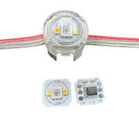 50 Pixels DC12V WS2805 RGBIC + CCT 5 couleurs 2cm Module LED adressable rond 3Pin fil clair