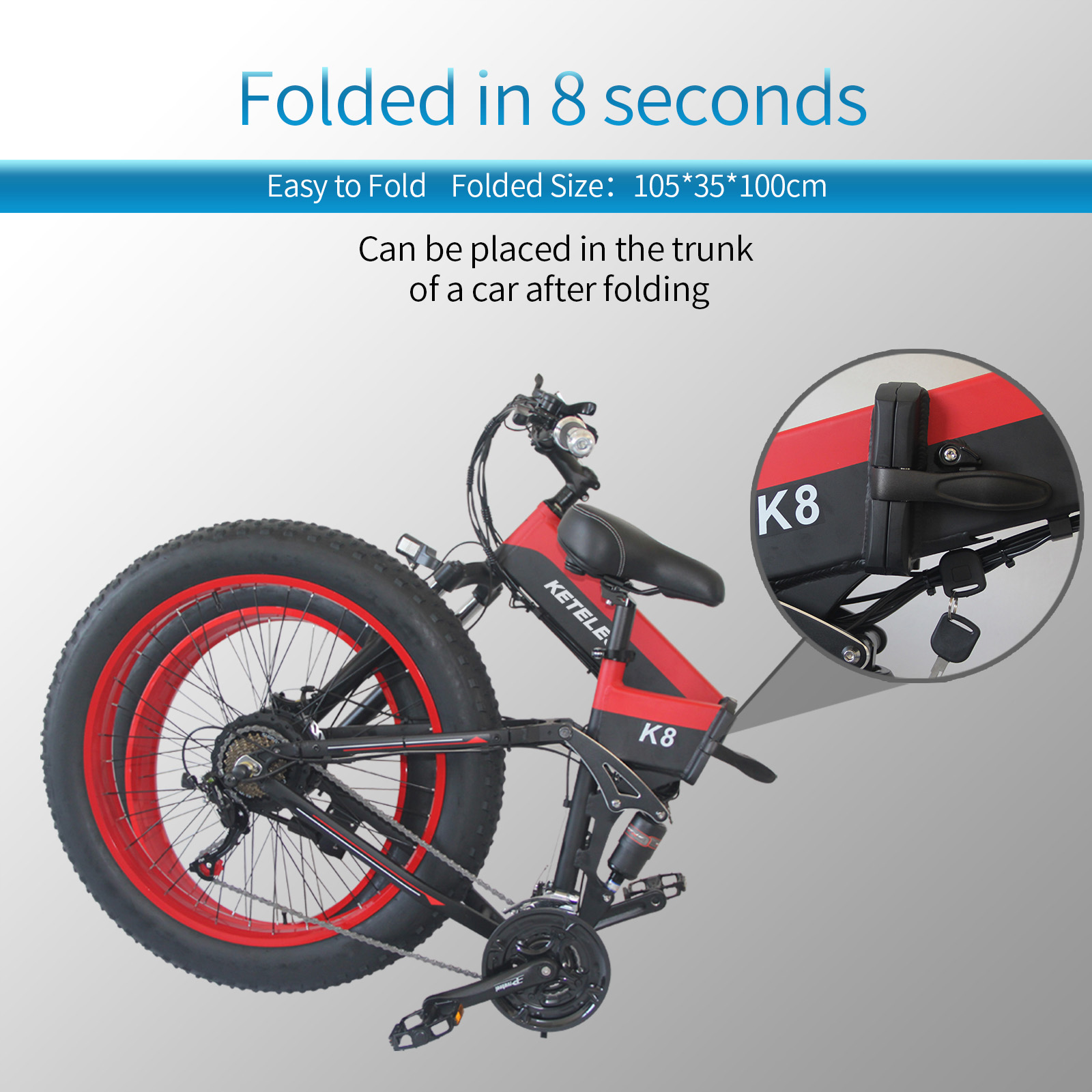 KETELES K8 48V 1000W folding electric bike3