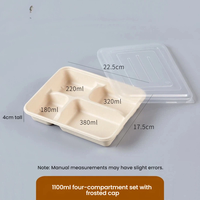 Boîte repas rectangulaire à trois compartiments de 1100 ml avec couvercle en plastique, idéale pour l'emballage de plats à emporter professionnels et la restauration rapide – Vente directe usine