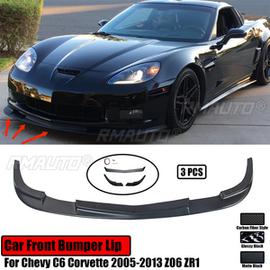 For Chevy C6 Corvette 2005-2013 Z06 ZR1 Car Front Bumper Lip Spoiler <b>Splitter</b> Wide Body Models Carbon Fiber Style Glossy Black - Product Image 1