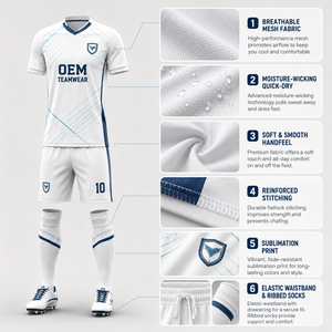 Uniformes de Fútbol Deportivos con Diseño OEM Personalizado, Venta al por Mayor, Sublimación en Blanco, Conjuntos de Camisetas de Entrenamiento de Fútbol - Product Image 3