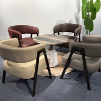 Fauteuil d'appoint 8155 en cuir PU style nordique, dossier ouvert, pieds en métal, chaise de loisirs individuelle pour salle à manger