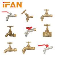 IFAN Outdoor Alle Größen Messing Bibcock Tap 1/2 "-1'' Messing Rohr verschraubungen Sanitär Garten Wasserhahn Langlebiger Messing Bibcock