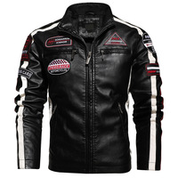 Blouson en cuir de motard streetwear grande taille pour homme, coupe-vent et respirant, avec col montant