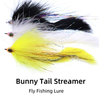 # Leurre de pêche à la mouche 2/0 Bunny Tail Streamer avec tête masquée et yeux de poisson 3D en époxy pour eau salée, pour la pêche au bar, au brochet, au musky et au steelhead
