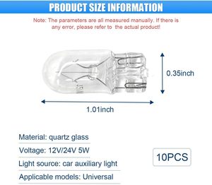 Bombillas Halógenas T10 W5W 12V 5W, Calidad OEM, Alto Rendimiento, Larga Duración, Cristal <span class=keywords><strong>de</strong></span> Cuarzo, Universal 194/168, Aptas para Iluminación Automotriz - Product Image 4