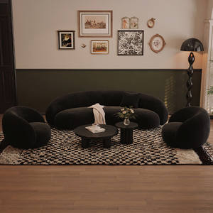 फ्रेंच रेट्रो एक सीट सोफे घुमावदार डिजाइन के लिए अनुकूलन योग्य काले विलासिता के लिए अनुकूलित काले विलासिता - Product Image 4