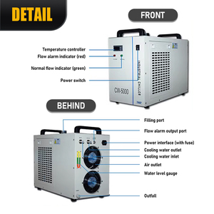 HLTNC Cw5200 110v 220v Tubo Láser de CO2 Pequeño Enfriador de Agua Refrigerado por Aire 50/60Hz Entrada y Salida Únicas, Entrada y Salida Dobles para - Product Image 6