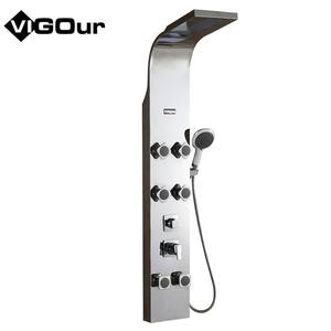 Système de douche mural en acier inoxydable poli avec mitigeur de douche à effet pluie et cartouche céramique pour usage hôtelier - Product Image 2