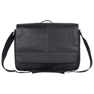Sac de messager pour ordinateur portable en cuir noir compressible populaire pour hommes - Product Image 1
