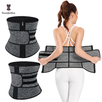 Noir gris femmes ventre ceinture taille tondeuse Wrap sueur bande minceur taille Corset fermeture éclair déchets formateur grande taille Xs-xxxxxxl
