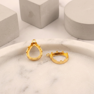 ต่างหูทรงลูกแพร์ฐานทองเหลืองชุบทอง 18k ยี่ห้อ Guntaas Gems พร้อมห่วงเดี่ยวสำหรับทำต่างหูแบบคู่  พร้อมอุปกรณ์เชื่อมต่อและขาเสียบ - Product Image 3