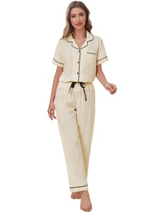 Hongbo camicia <span class=keywords><strong>da</strong></span> <span class=keywords><strong>notte</strong></span> 2025 estate elegante pigiama <span class=keywords><strong>da</strong></span> donna in <span class=keywords><strong>cotone</strong></span> Set Plus Full Size Homewear Design personalizzato carino sostenibile - Product Image 3