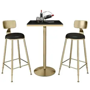 Wholesale 2021 New High Quality Cafe Commercial Furniture Fashion Metal Leisure Bar Chair Set Industrial Style High Bar Chair