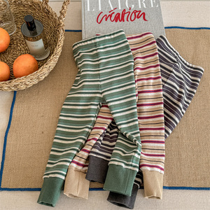 2025 primavera per bambini indossano nuovi abiti primaverili e autunnali <span class=keywords><strong>leggings</strong></span> a righe pantaloni per bambini - Product Image 1