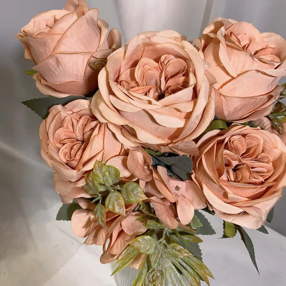 Ins Wind Hand Feeling Moisturizing Artificial Rose Flower Curling Tea Rose Austin Rose Emulation Faux Flowers For Wedding