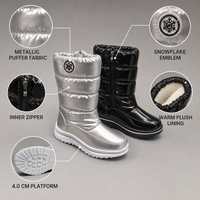 Bottes de neige mi-mollet pour femmes, imperméables, matelassées, en tissu, bottes d'hiver, semelle en caoutchouc antidérapante, fermeture éclair intérieure, logo personnalisé, boîte