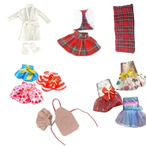 Accesorios de ropa de muñeca personalizados, 50 estilos, elfo de Navidad para muñeca elfo, incluye Falda de tubo oscilante, chaleco esponjoso, Falda corta, delantal de chef