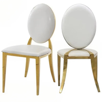 Chaises de dîner empilables de luxe modernes Offre Spéciale chaises de mariage en acier inoxydable à dossier haut de location de fête en or blanc