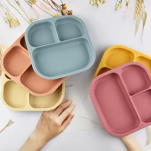 จานแบ่งซิลิโคนฟู้ดเกรดสำหรับ<span class=keywords><strong>เด็ก</strong></span>ปลอดภัยและ<span class=keywords><strong>กิน</strong></span>ได้จานผักซิลิโคนทนทานสำหรับ<span class=keywords><strong>เด็ก</strong></span> - Product Image 1