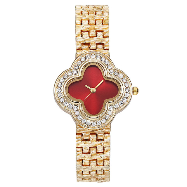 NSB25 Hifive Vintage Ladies Four Leaf Clover Gold Diamond Quartz Watches Women Wrist Luxury Orologio Donna