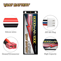 Vant 2S Lipo แบตเตอรี่7.6V 8000mAh 100C เคสแข็งกราฟีนแรงดันสูงพร้อมขั้วต่อ5มม. สำหรับ1/8และ1/10รุ่น RC