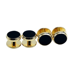 Classico gemello <span class=keywords><strong>con</strong></span> bottone 4 pezzi nero onice Set di gemelli accessori Ddp Air regalo placcato oro <span class=keywords><strong>Smoking</strong></span> da uomo - Product Image 3
