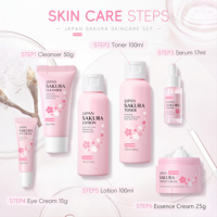 Kit de Soins Visage Hydratant et Éclaircissant au Parfum de Fleur de Cerisier Sakura – Crème, Sérum, Masque, Tonique – Marque Blanche en Gros
