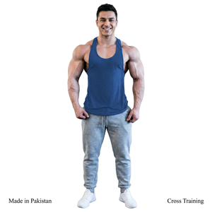 Débardeur de sport pour homme, 100% coton, coupe musclée, uni, sans manches, personnalisable avec logo, fabriqué au Pakistan, prix usine. - Product Image 1