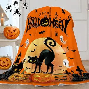 Venta al por mayor Super suave franela impresa espeluznante Halloween fantasma vacaciones Manta