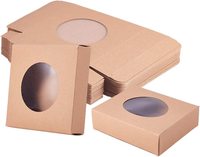 Individuelle kleine hellbraune Geschenkboxen für Kekse, Süßigkeiten, einzigartige Schmuck-Kraftpapierboxen, Geschenkverpackung mit durchsichtigem PVC-Fenster