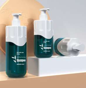 Dispenser botol plastik Gel mandi pribadi, wadah kosmetik Losion & sampo perawatan pribadi putih + biru 300ml 500ml 700ml - Product Image 2