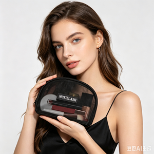 Bolsa de Maquillaje Portátil de Viaje, Bolsa de Aseo Duradera, Bolsa de Cosméticos con Cierre de Malla y Logotipo Personalizado para Mujer - Product Image 5