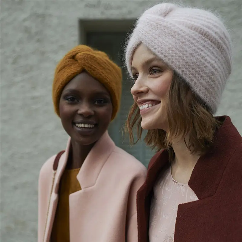 Повседневные зимние вязаные шапки для женщин, модные сохраняющие тепло, мягкие шерстяные вязаные шапки ручной работы, повязка на голову для девушек, высококачественные женские