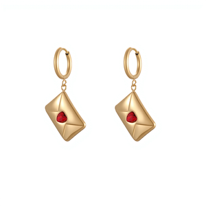 Nuevo Colgante <span class=keywords><strong>de</strong></span> Sobre Personalizado, Delicado, <span class=keywords><strong>de</strong></span> Acero Inoxidable, Chapado en <span class=keywords><strong>Oro</strong></span> <span class=keywords><strong>de</strong></span> 18K, con Dije <span class=keywords><strong>de</strong></span> Corazón Rojo, Pendientes <span class=keywords><strong>de</strong></span> Joyería para Regalo <span class=keywords><strong>de</strong></span> Aniversario <span class=keywords><strong>de</strong></span> <span class=keywords><strong>Matrimonio</strong></span> - Product Image 5