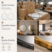 Miroir mural rond artisanal de 12 pouces avec cadre métallique et chaîne de suspension, décoration d'entrée, vente en gros, prêt pour l'audit BSCI, OEM