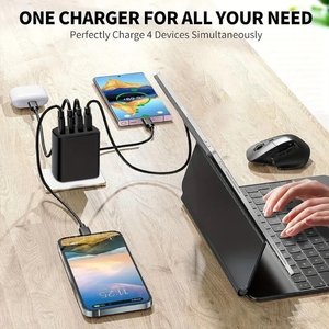<span class=keywords><strong>Chargeur</strong></span> USB 4 ports avec charge rapide Type C, tension de fonctionnement 85V-265V pour <span class=keywords><strong>iPhone</strong></span> 14 13 12 11 <span class=keywords><strong>SE</strong></span> X XS Samsung Galaxy S22 S21 - Product Image 5