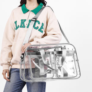 Bolsa de Mano Transparente de PVC Unisex, Gran Capacidad, Impermeable, Resistente al Desgaste, con Cierre de Cremallera, Asas Superiores y Correa para el Hombro, para <span class=keywords><strong>Viaje</strong></span> - Product Image 2