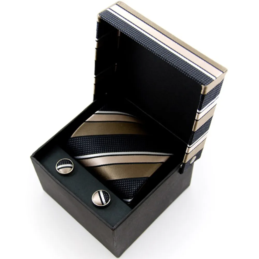 Siyah özel kol düğmeleri kravat hediye ekran kutusu