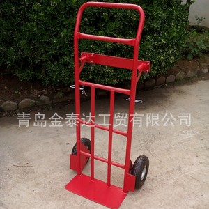 Folding Handcart Four Wheel Steel Yellow Industrial Logistics Handling Vehicle Double Layer 610mm Floor Height - Product Image 3