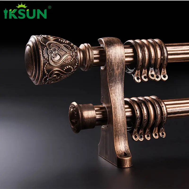 Iksun custom made alüminyum boyalı klasik dekoratif pencere perde çubukları lüks perde direkleri