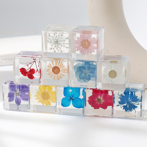 Fiore naturale in resina vera e propria collezione di esemplari floreali per bambini peso quadrato di carta cubo Art resina fermacarte fiore pressato - Product Image 3