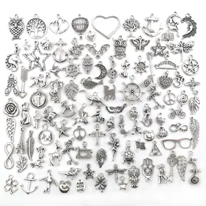 300pcs Wholesale Tibetan Silver Craft Supplies Alloy Jewelry Making Charms Pendants DIY for Necklace Bracelet