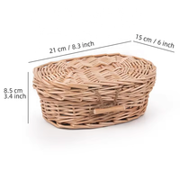 Panier en osier naturel fait main JY pour animaux de compagnie avec plaque nominative, ruban blanc, poignées en corde de jute et fermeture à boucle et ardillon, idéal pour pique-nique et fruits